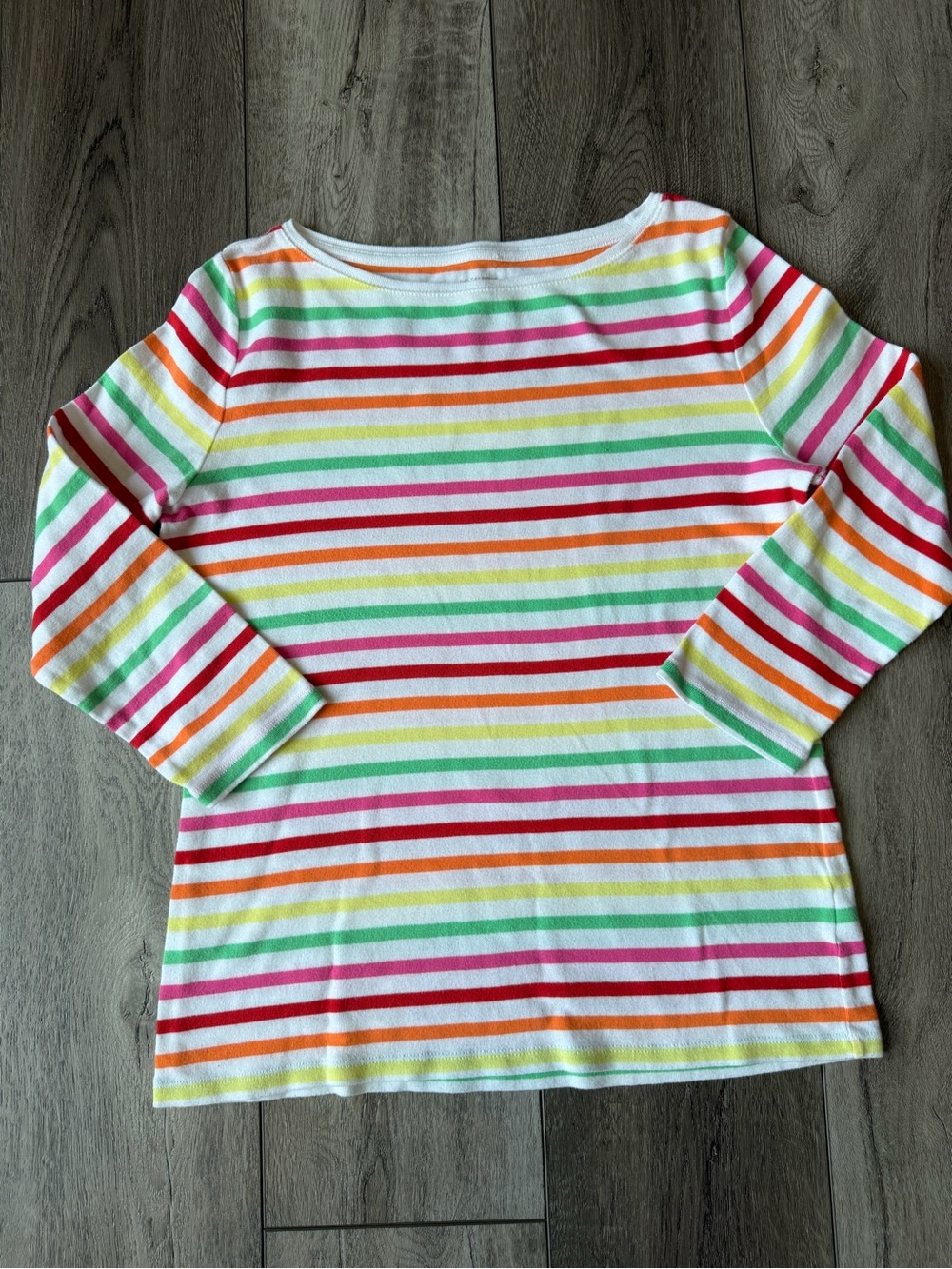 Talbots- 100% Cotton Colorful Striped Layering Long-Sleeve Tee